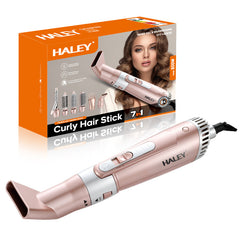 Uscător de Păr 7 în 1 HALEY – Ondulator Multifuncțional cu Ionizare, Protecție Termică, 800W, Accesorii Incluse, Ideal pentru Coafare Profesională Acasă