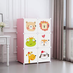 Dulap Modular cu 6 Rafturi Roz ,AT PERFORMANCE® cu Animăluțe pentru Copii 🦁🐶🐻🐿️🐸🦒