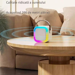 Boxa Cu Microfon Smart, Conectare Bluetooth, IOS/Android, Calitate Inalta A Sunetului, Perfecta Pentru Karaoke, AT PERFORMANCE®, culoare perla