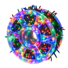 Set Decor Crăciun Premium – Brad Artificial 2.1m cu Zăpadă + Instalație Liniară 50m, 240 LED Multicolor, 8 Jocuri de Lumini