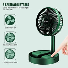 Pachet 2x Ventilator Portabil Telescopic Verde AT PERFORMANCE® – USB, 3 Viteze, Silențios și Reglabil