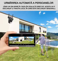 Cameră Supraveghere WiFi cu 3 Camere AT PERFORMANCE® – 15MP 8K, PTZ, Audio, Alarmă, Exterior, IP66