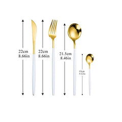 Set de tacamuri At Performance, 24 piese, din otel inoxidabil, Auriu / Alb