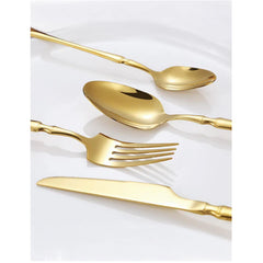 Set de tacamuri At Performance, 24 piese, din otel inoxidabil, Auriu / Alb