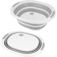 Multifunctional Pliabil Placa de taiere, Castron, Cu Container, 40x31.5x3 cm, Gri, Perfect Pentru Baie, Premium din Silicon