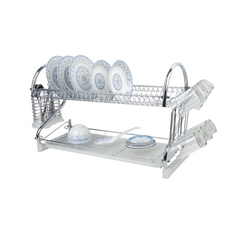 Uscator vase supraetajat, At Performance, inox si plastic, suport pahare si tava de scurgere, 36 x 26 x 34 cm