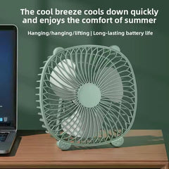 Ventilator AT PERFORMANCE® de Camping Reîncărcabil USB cu Cârlig Pliabil, LED, 3 Viteze, 180° – Portabil și Multifuncțional