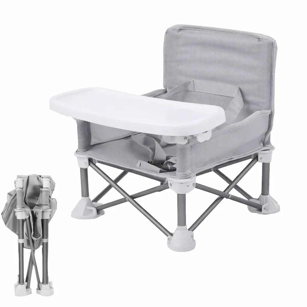 Scaun de masă pentru bebeluși KIDOO pliabil, aluminiu, tavă detașabilă, ham în 5 puncte, verde