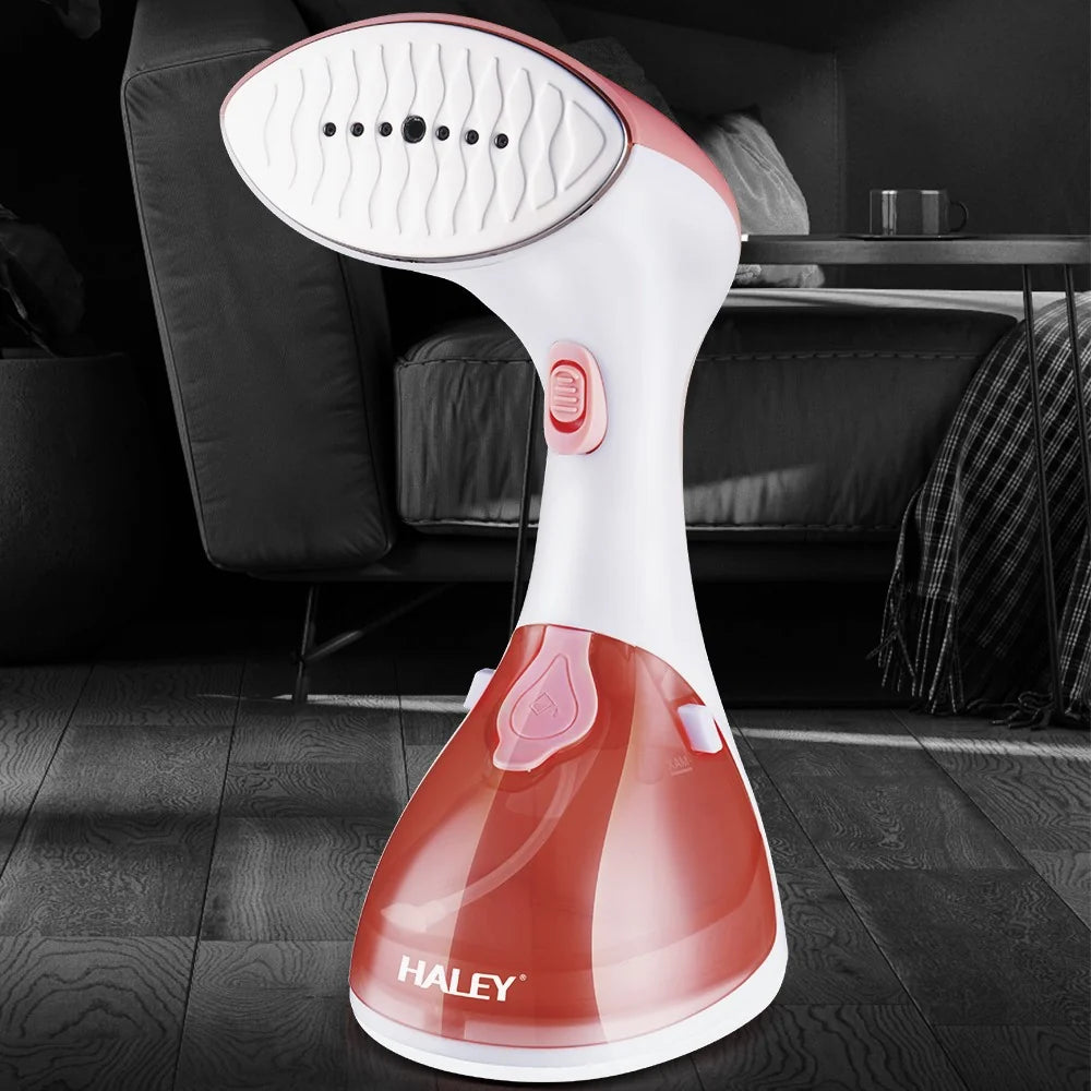 Fier de călcat vertical cu abur HALEY HY-314, 1500 W, rezervor 280 ml, încălzire în 25 s, alb cu roz