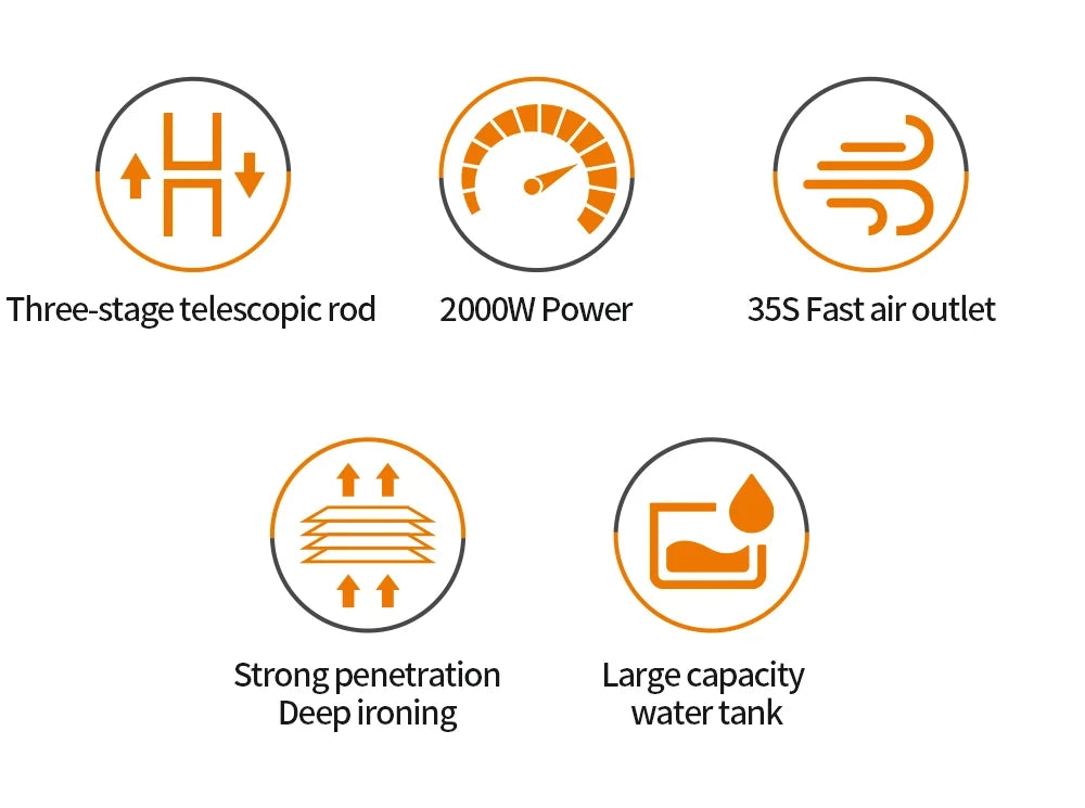 Aparat de călcat vertical cu abur HALEY HY-515, 2000 W, rezervor 2.5 L, abur 50 min, înălțime 1380 mm