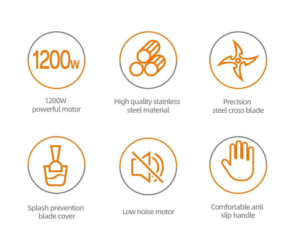 Blender Vertical HALEY 1200W cu Lame Inox, 2 Viteze, Motor Silențios, Mâner Anti-Alunecare | Design Compact 37 cm