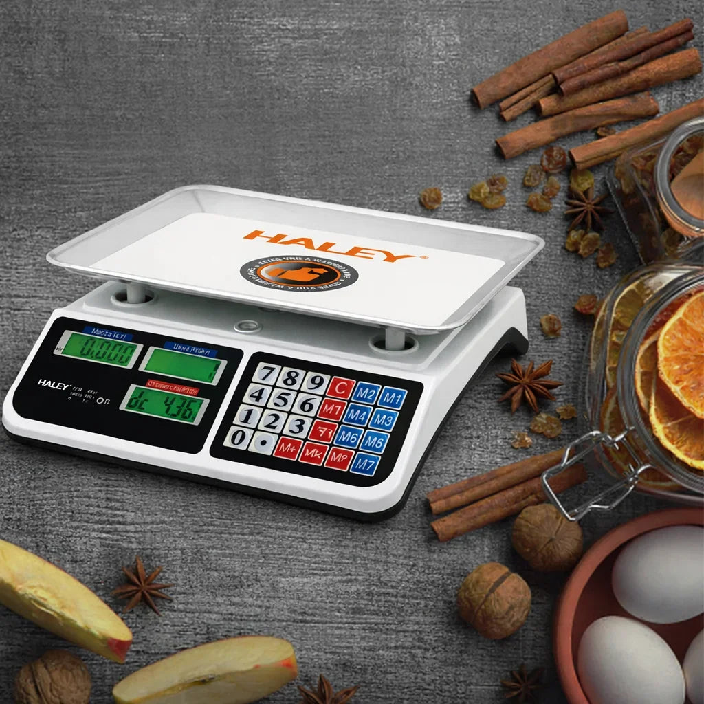 Cântar comercial digital HALEY HY-5040, 40 kg, precizie 2 g, platformă inox, afișaj dublu