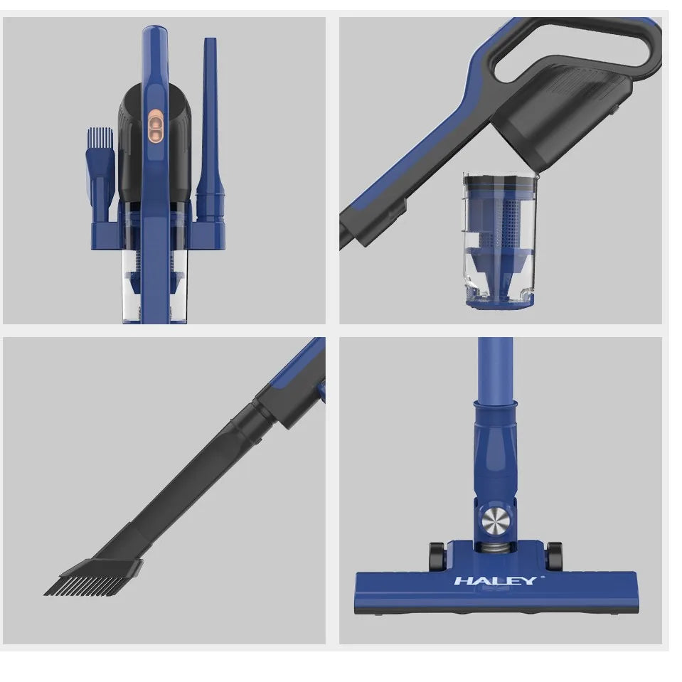 Aspirator vertical 2 în 1 HALEY HY-1917, 600 W, ciclonic, recipient 0,8 L, autonomie 30-60 min, albastru