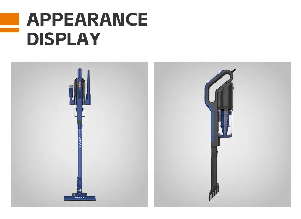 Aspirator vertical 2 în 1 HALEY HY-1917, 600 W, ciclonic, recipient 0,8 L, autonomie 30-60 min, albastru