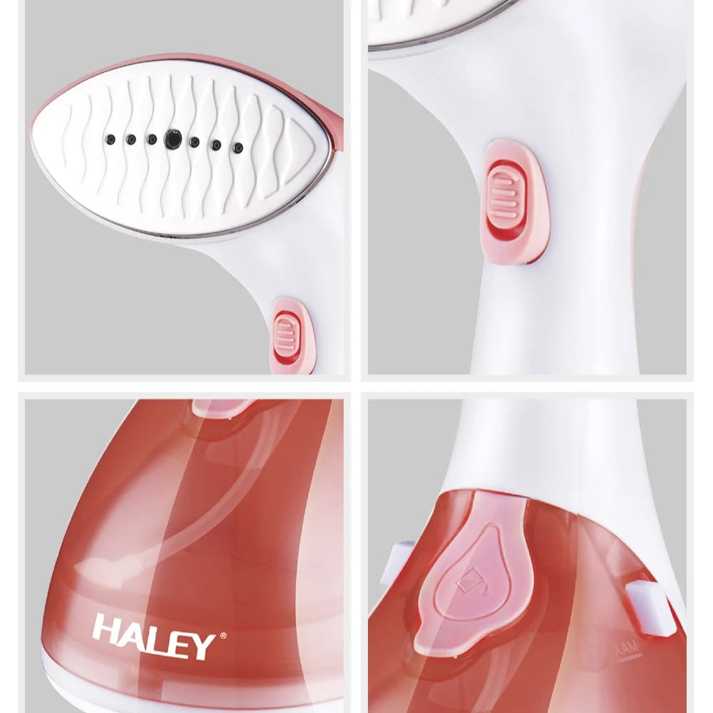 Fier de călcat vertical cu abur HALEY HY-314, 1500 W, rezervor 280 ml, încălzire în 25 s, alb cu roz