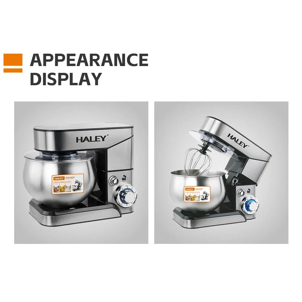Mixer planetar HALEY HY-2403, 2200 W, bol inox 7 L, 6 viteze și turbo, argintiu
