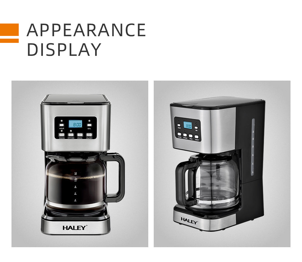 Aparat de Cafea HALEY 950W, 1.5L, LED Display, Anti-Drip, Brewing Inteligent, Inox, Control Temperatură Precis