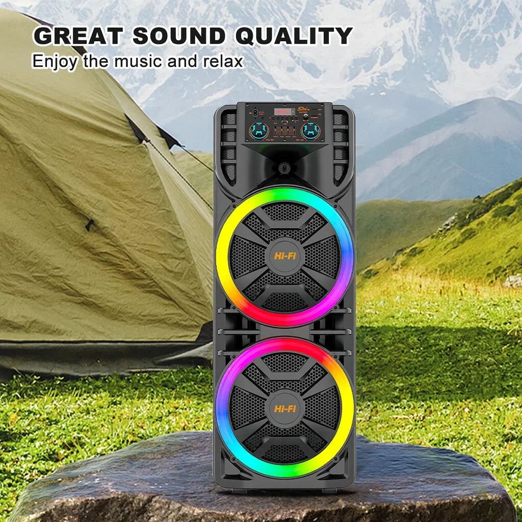 Boxă portabilă AT Performance, 2x12 inch, 80 W, Bluetooth, baterie 6000 mAh, microfon inclus