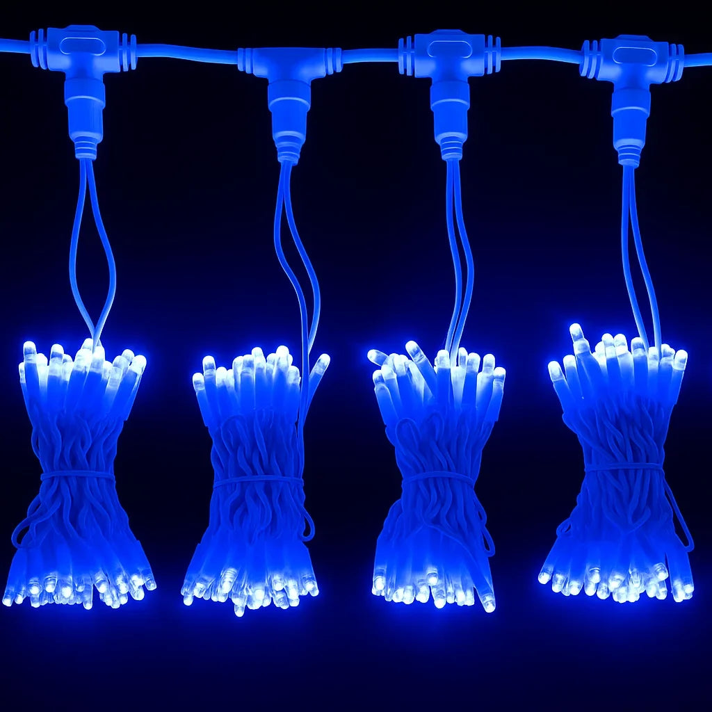Perdea luminoasă LED AT Performance, 3x2 m, 240 LED, IP65, efect curgere, alb cald