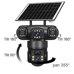 Cameră de Supraveghere Solară 4G/WiFi cu 3 Lentile, Viziune 360°, AI și Night Vision Colo