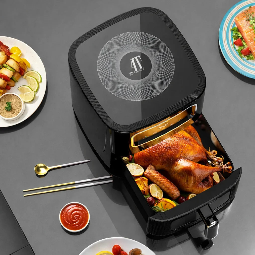Friteuză cu aer cald AT Performance AT-M60, 10 L, 2800 W, control digital, negru