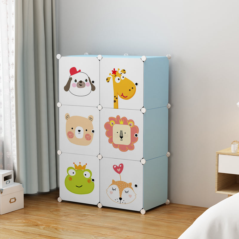 Dulap modular pentru copii AT Performance, 6 rafturi, 74 x 37 x 110 cm, plastic dur, albastru
