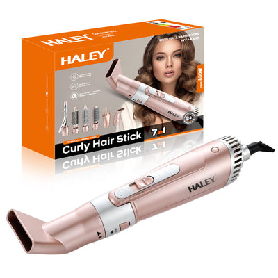 Uscător de păr 7 în 1 HALEY, 800 W, ionizare, protecție termică, 7 accesorii, roz