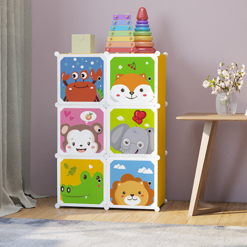 Dulap modular pentru copii AT Performance, 6 rafturi, 74x37x110 cm, cadru metalic, portocaliu