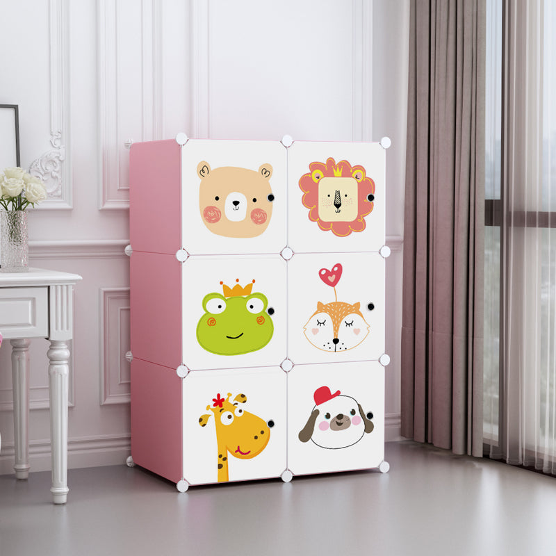 Dulap modular pentru copii AT Performance, 6 rafturi, 74 x 37 x 110 cm, plastic dur, roz