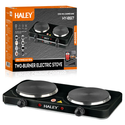 Plită electrică HALEY, 2 zone de gătit, 2000 W, timer, reglaj individual, oțel inoxidabil