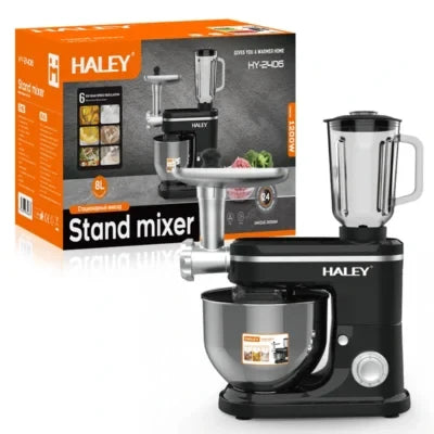 Blender de bucătărie HALEY HY-2406, 800 W, vas inox 8 L, 6 viteze, accesoriu tel, clasa A+