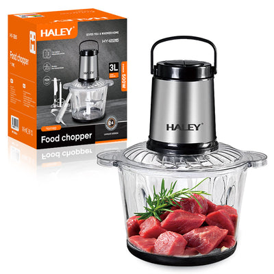 Tocător electric HALEY HY-1226, 1200 W, bol sticlă 3 L, 4 lame inox, 2 viteze