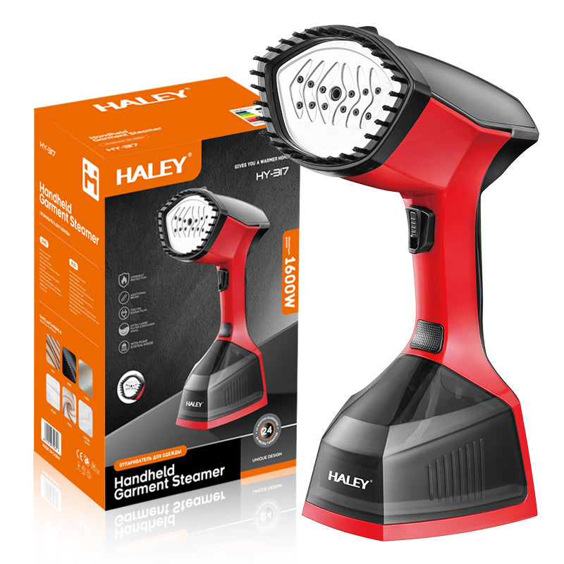 Fier de călcat cu abur HALEY, 1600 W, rezervor 370 ml, călcare verticală, roșu cu negru