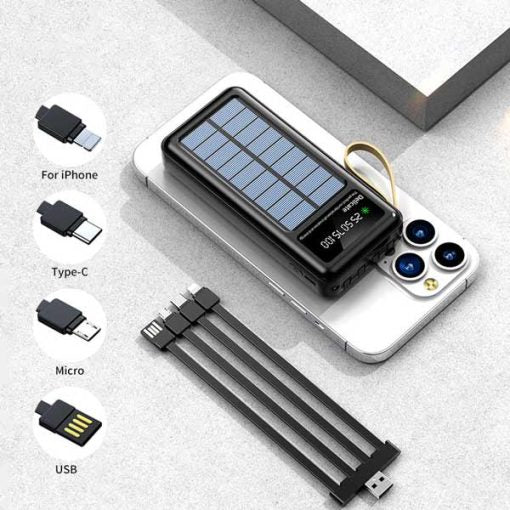 Baterie externă solară KLGO KP-97, 1000 mAh, încărcare rapidă, afișaj LED, intrare Type-C și Micro-USB