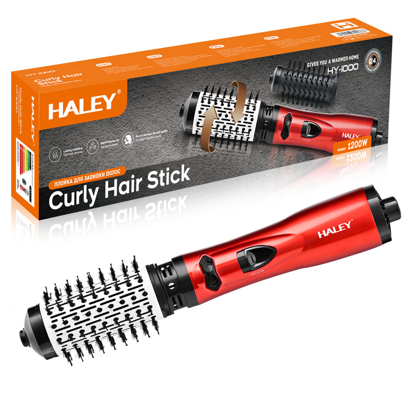 Perie rotativă HALEY, 1200 W, 2 viteze de rotație, 3 trepte de temperatură, înveliș ceramic, roșu cu negru