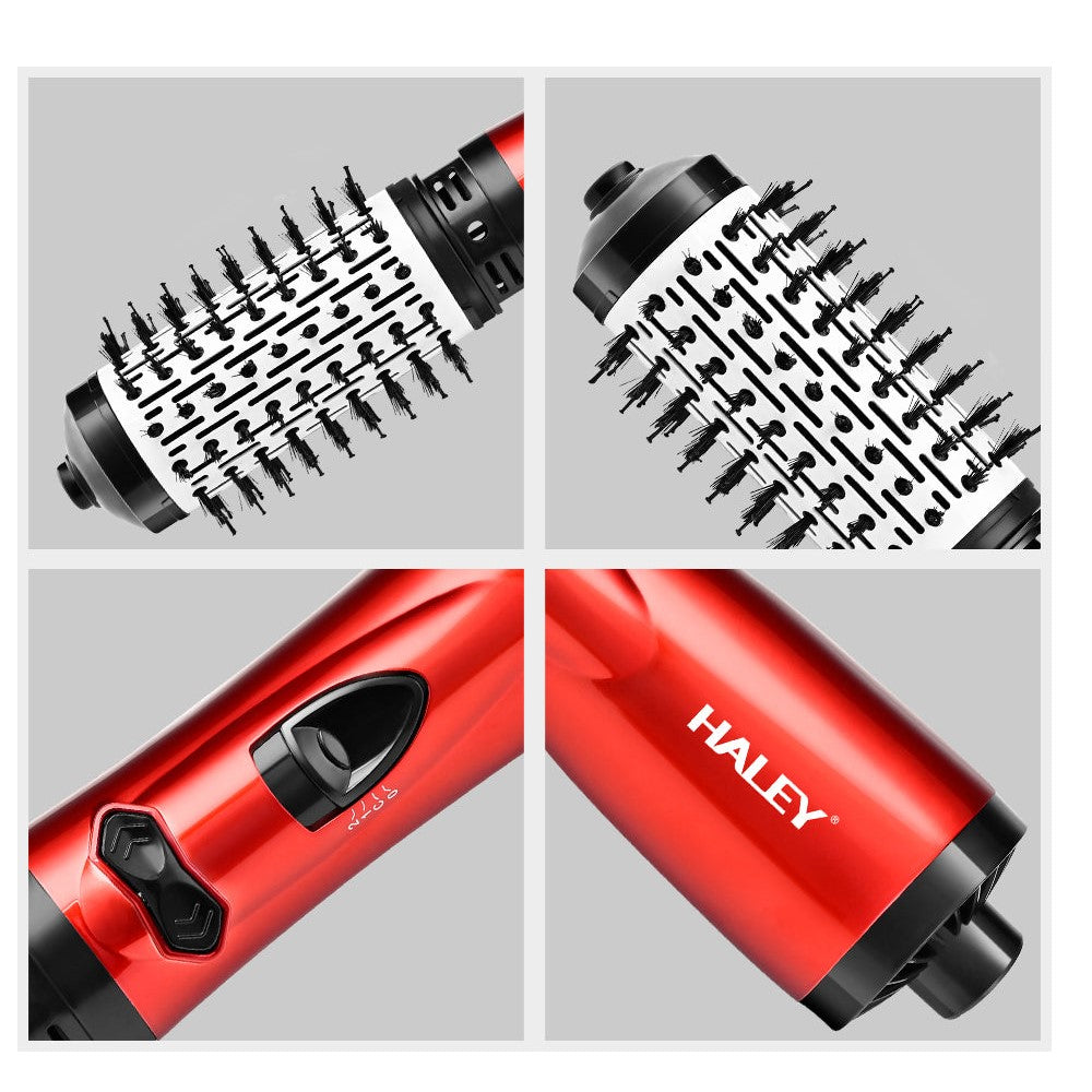 Perie rotativă HALEY, 1200 W, 2 viteze de rotație, 3 trepte de temperatură, înveliș ceramic, roșu cu negru