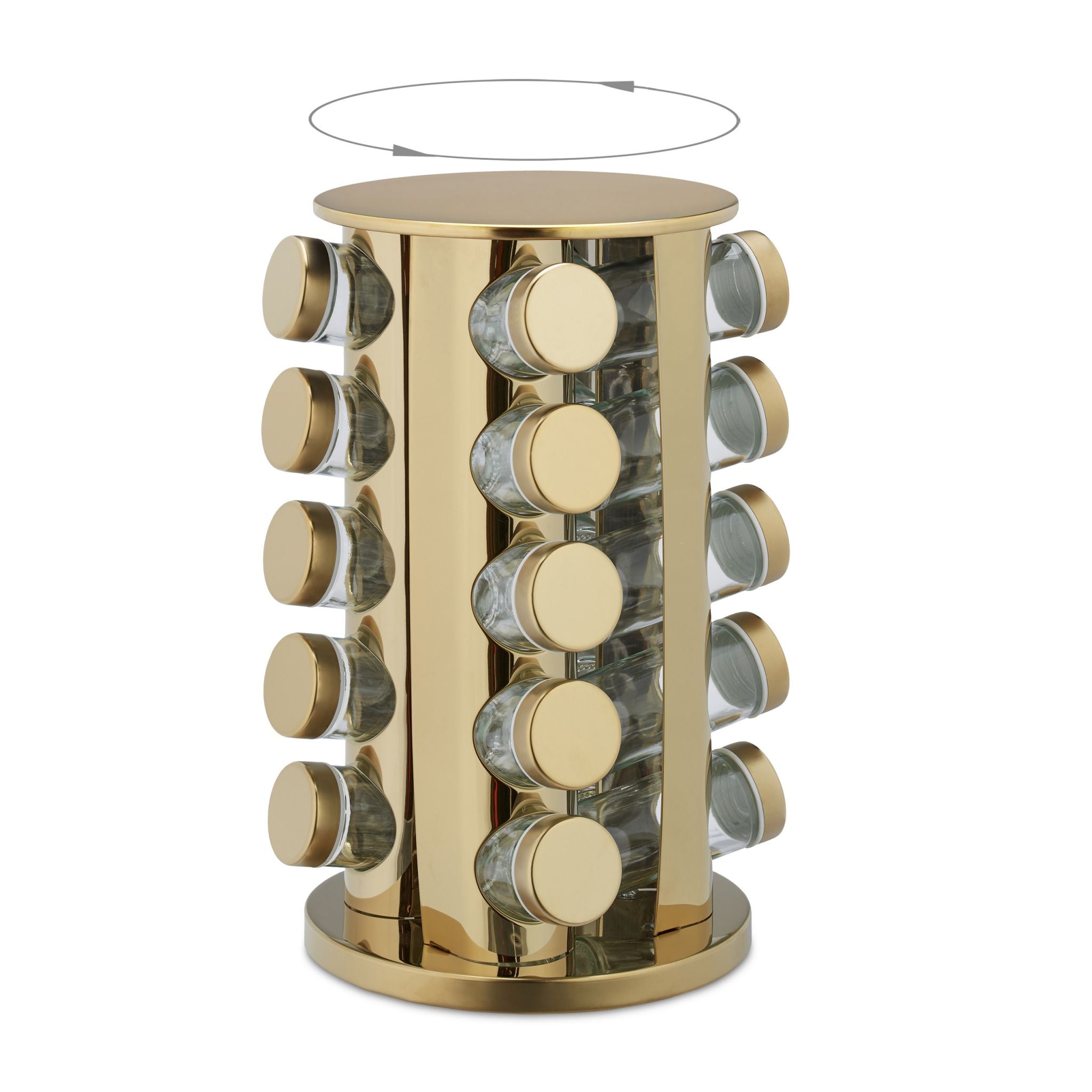 Set 20 de recipiente AT PERFORMANCE®, pentru condimente cu suport rotativ, inox, 33,5 x 23 x 23 cm.