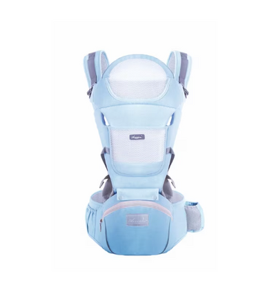 Marsupiu ergonomic pentru bebeluși AT Performance, bumbac, 0-36 luni, maxim 30 kg, albastru deschis