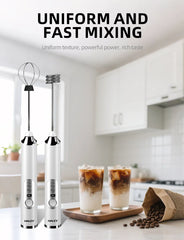 Spumator de Lapte Electric HALEY HY-1130, 20W, 3 Viteze, Încărcare USB, 2 Capete Inox, Multifuncțional 2 în 1