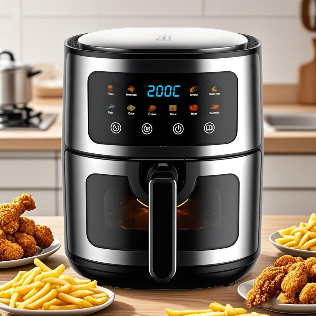 Friteuză cu aer cald AT Performance, 8 L, 2800 W, 10 programe, panou tactil, interior antiaderent
