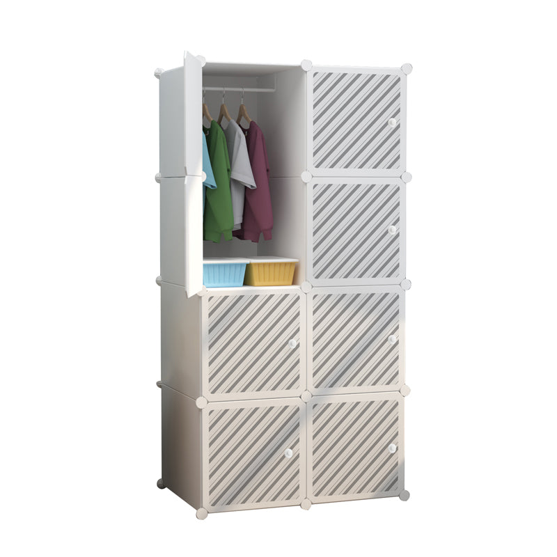 Dulap modular pentru copii AT Performance, 8 rafturi, 76x37x147 cm, plastic, alb cu negru