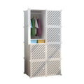 Dulap modular pentru copii AT Performance, 8 rafturi, 76x37x147 cm, plastic, alb cu negru