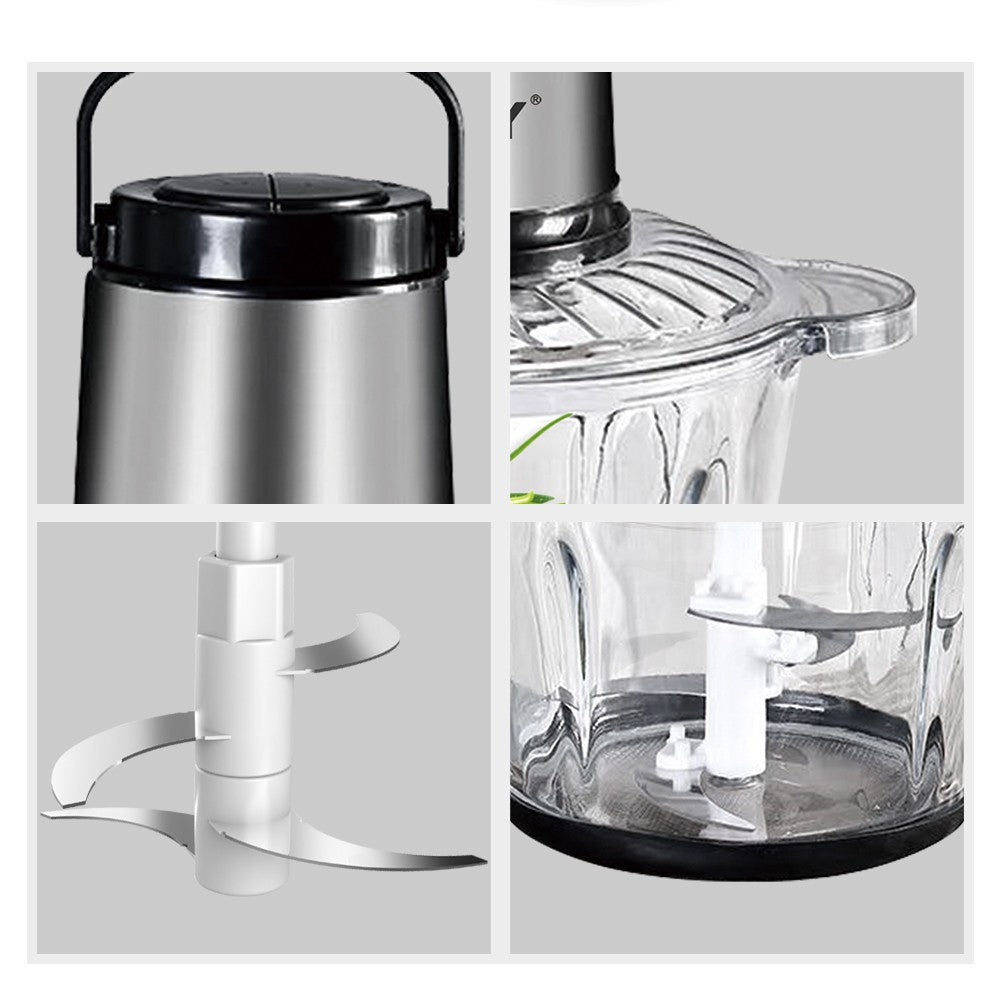 Tocător electric HALEY HY-1226, 1200 W, bol sticlă 3 L, 4 lame inox, 2 viteze