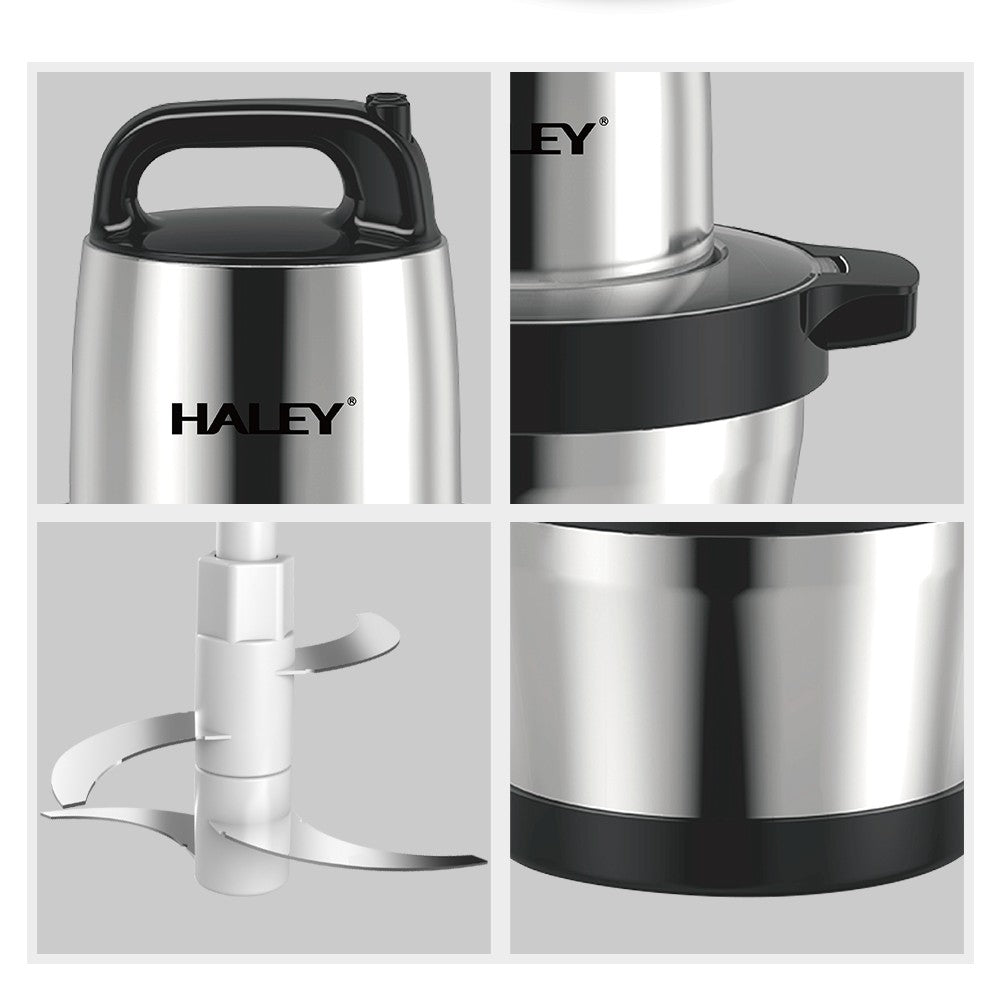 Tocător electric HALEY, 1200 W, recipient inox 6 L, 4 lame din oțel inoxidabil, 2 viteze