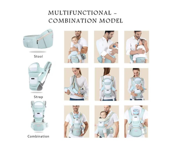 Marsupiu ergonomic pentru bebeluși AT Performance, bumbac, 0-36 luni, maxim 30 kg, albastru deschis