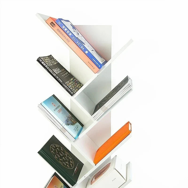 Bibliotecă tip arbore AT Performance, 12 niveluri, 1 sertar, PAL melaminat, stil modern, albă