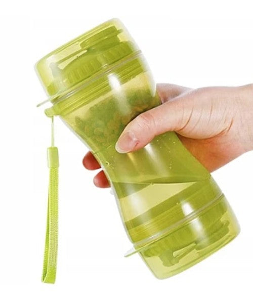 Dozator 3 în 1 pentru animale AT Performance, apă și hrană, 2 boluri de 8 cm, verde