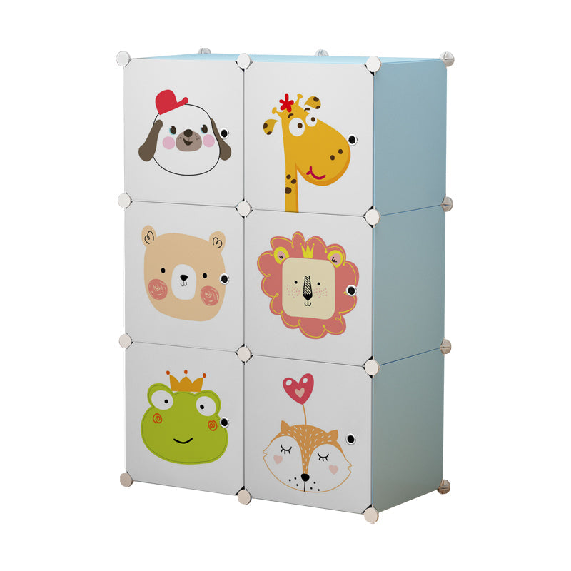 Dulap modular pentru copii AT Performance, 6 rafturi, 74 x 37 x 110 cm, plastic dur, albastru