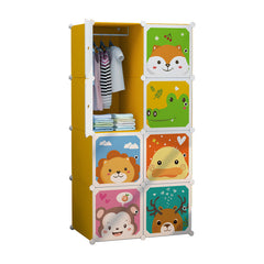 Dulap modular pentru copii, portocaliu, AT PERFORMANCE®, 8 rafturi, durabil, 76x37x147  cm, animalute