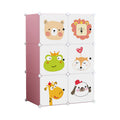 Dulap modular pentru copii AT Performance, 6 rafturi, 74 x 37 x 110 cm, plastic dur, roz
